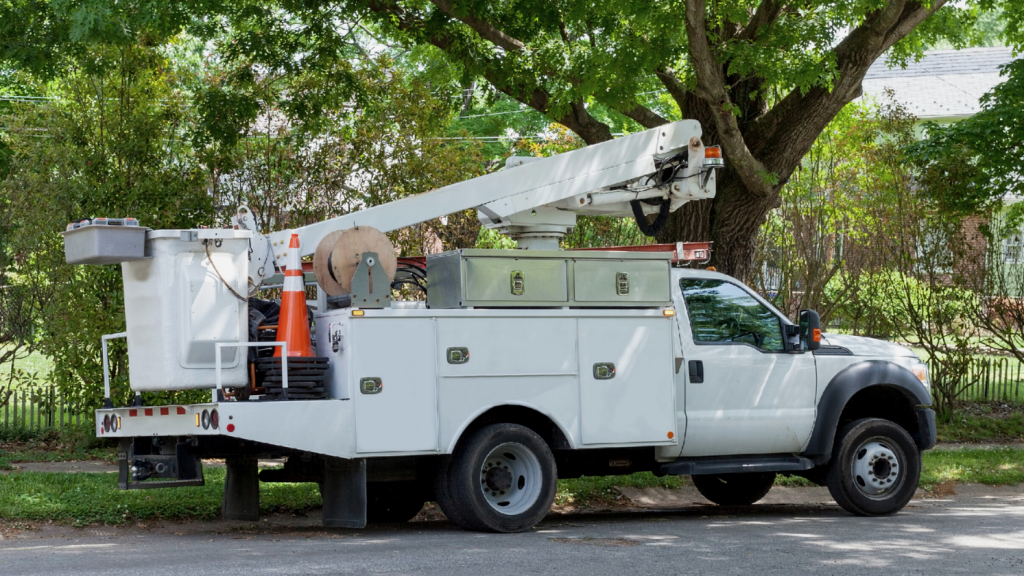 work truck with cherry picker